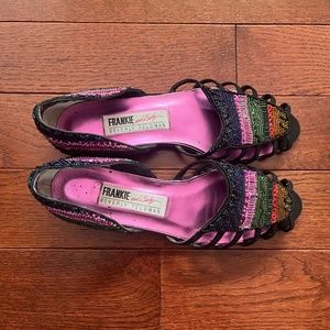 Beverly Feldman Frankie and Baby  Bright Multicolor Sequins Beaded Flats